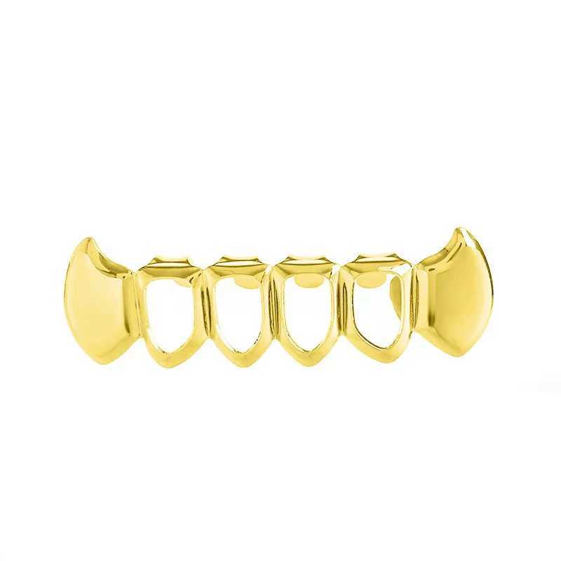 18K gold-plated hip-hop teeth Grilz hollow gold teeth Grills perfect Halloween mens accessories W250412