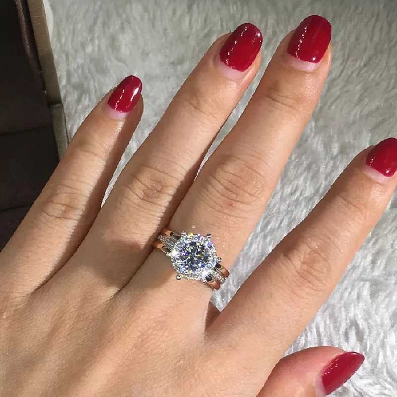 Round classic 4 Cls design bride engagement and wedding ring AAA dazzling cubic zirconia hot selling timing style womens jewelryXJ250412