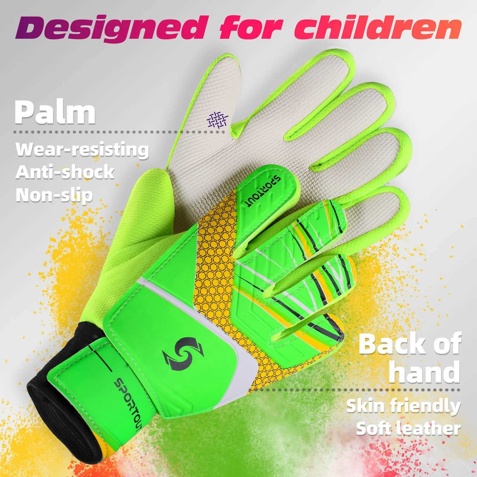 Sportout Kids Goalkeeper Gloves Soccer Gloves with Double Wrist Protection and Non-Slip Wear Resistant Latex MaterialW251112
