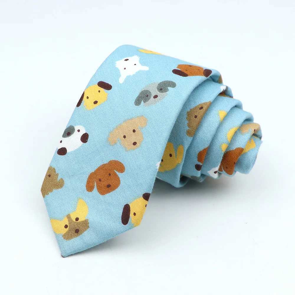 Cute Colourful Cartoon Tie For Men Women Skinny Cotton Animal Fruits Print Necktie Banana Duck Bear Narrow Cravate Funny GiftW251111