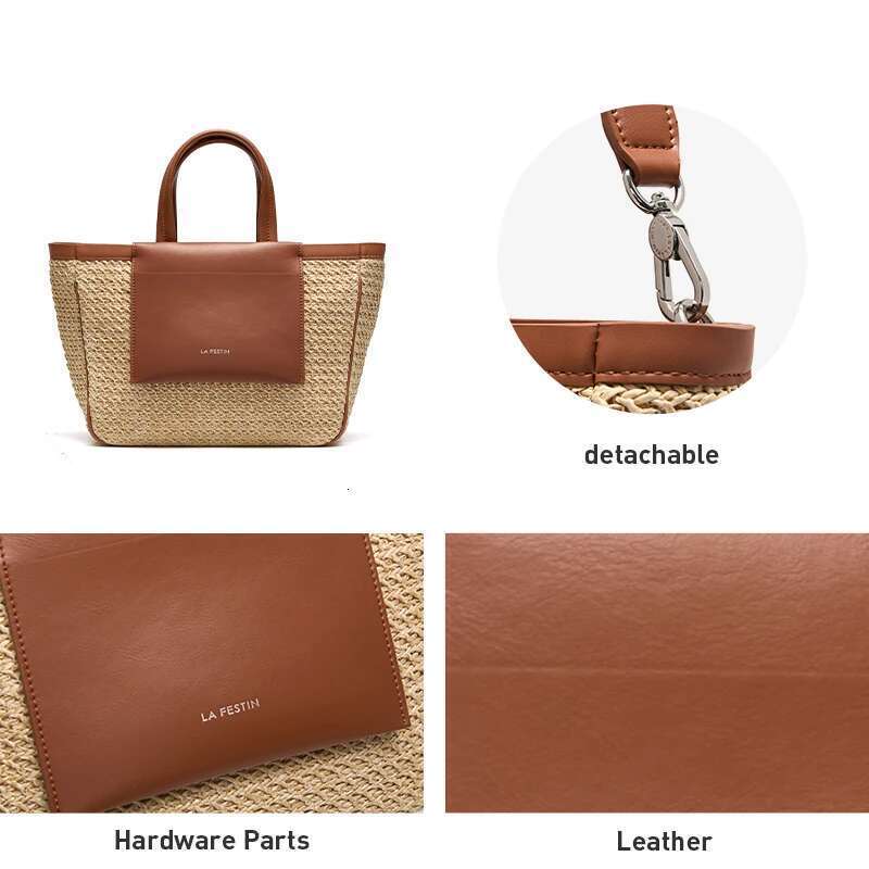 LA FESTIN Original Woven Beach Seaside Travel Large Capacity Handbag 2024 New Designer Shoulder Crossbody Bag
