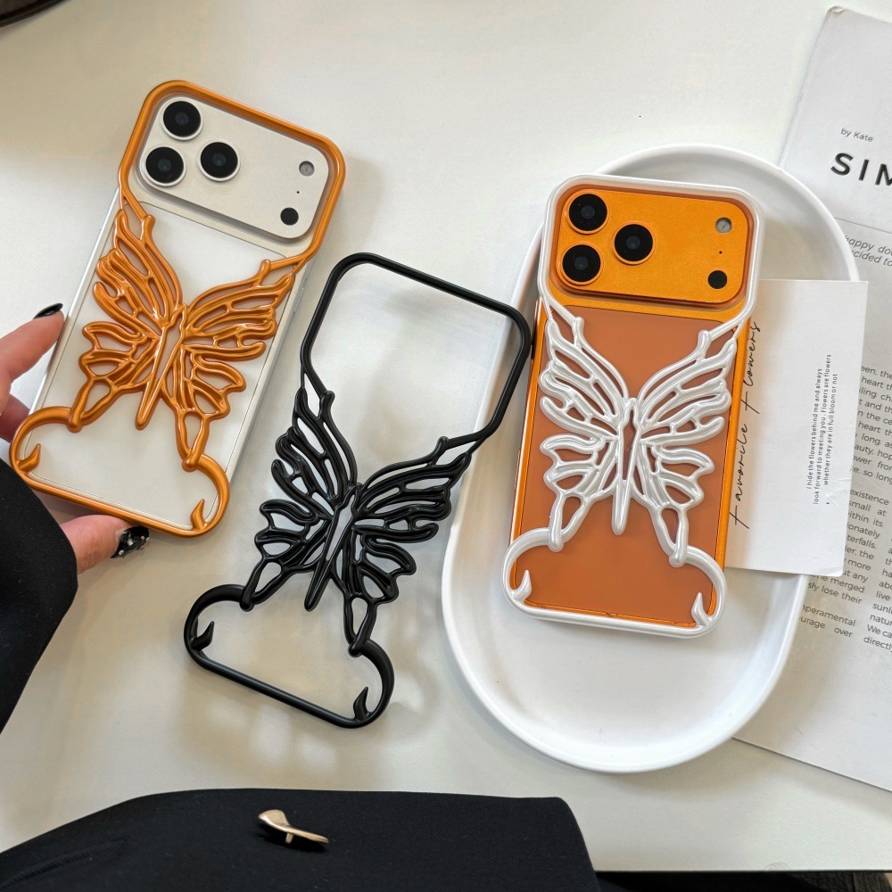 Frosted Borderless Butterfly Phone Case Compatible with iPhone 17/16 Pro Max Cartoon Protective Cover iPhone 15/14