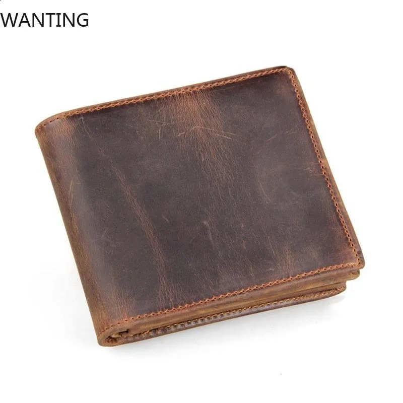 Retro Short Wallet for Coins Cash Po Purse in Pants Pocket Wallet Mens Genuine Leather Mens Short Wallet 250411