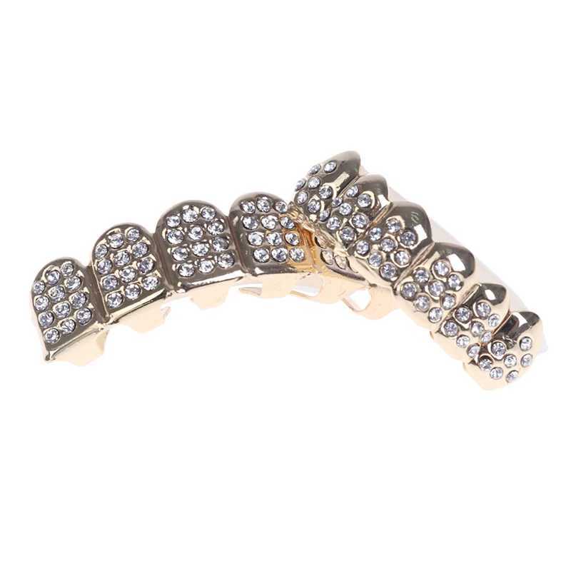 6 Teeth Grillz Hip Hop Clown Diamond Top Bottom Tooth Hat Grillz Party Jewelry W250412