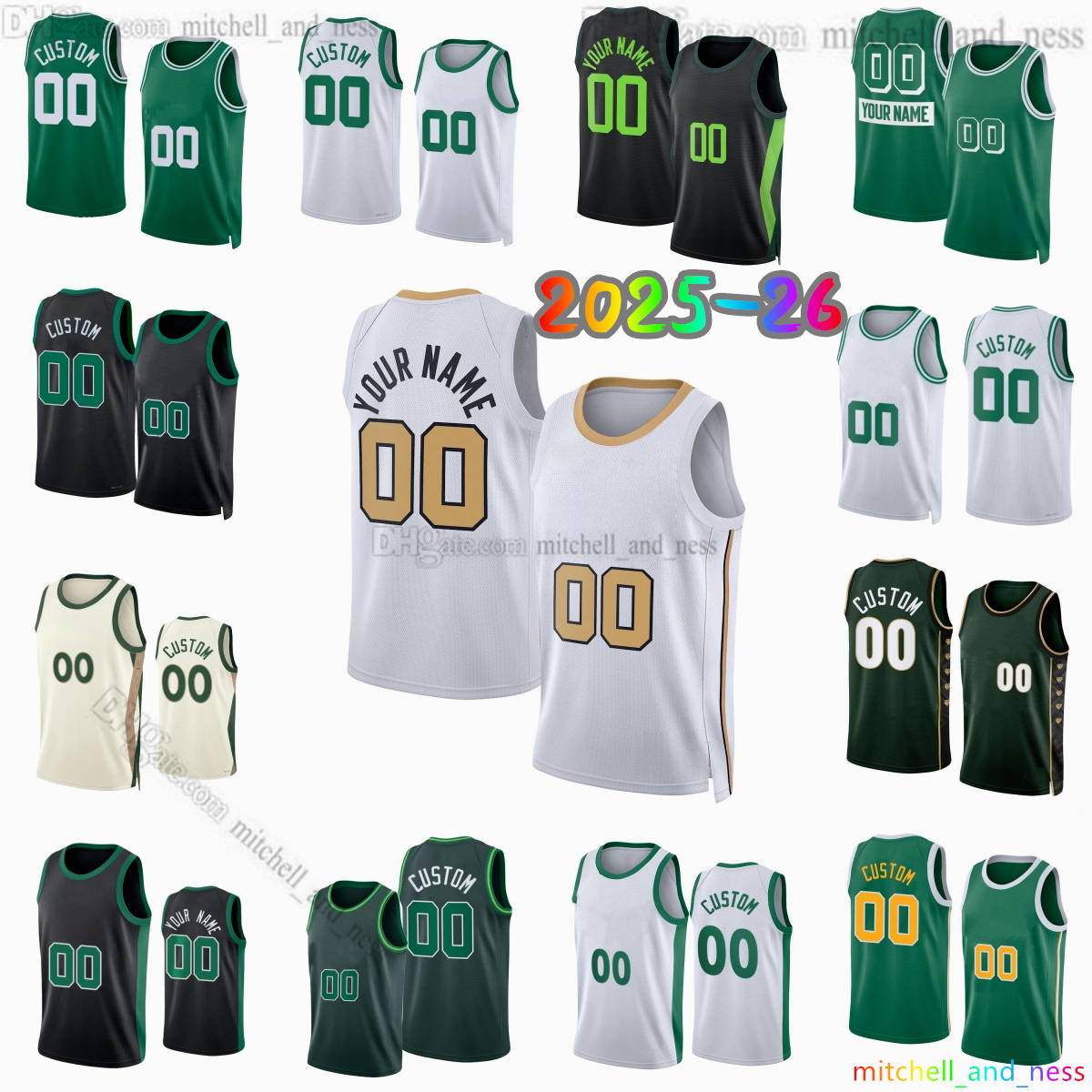 Custom 2025-26 City 0 Jayson Tatum Printed Basketball Jersey 7 Jaylen Brown 4 Jrue Holiday 11 Payton Pritchard 9 Derrick White 30 Sam Hauser 88 Queta Jerseys Shorts
