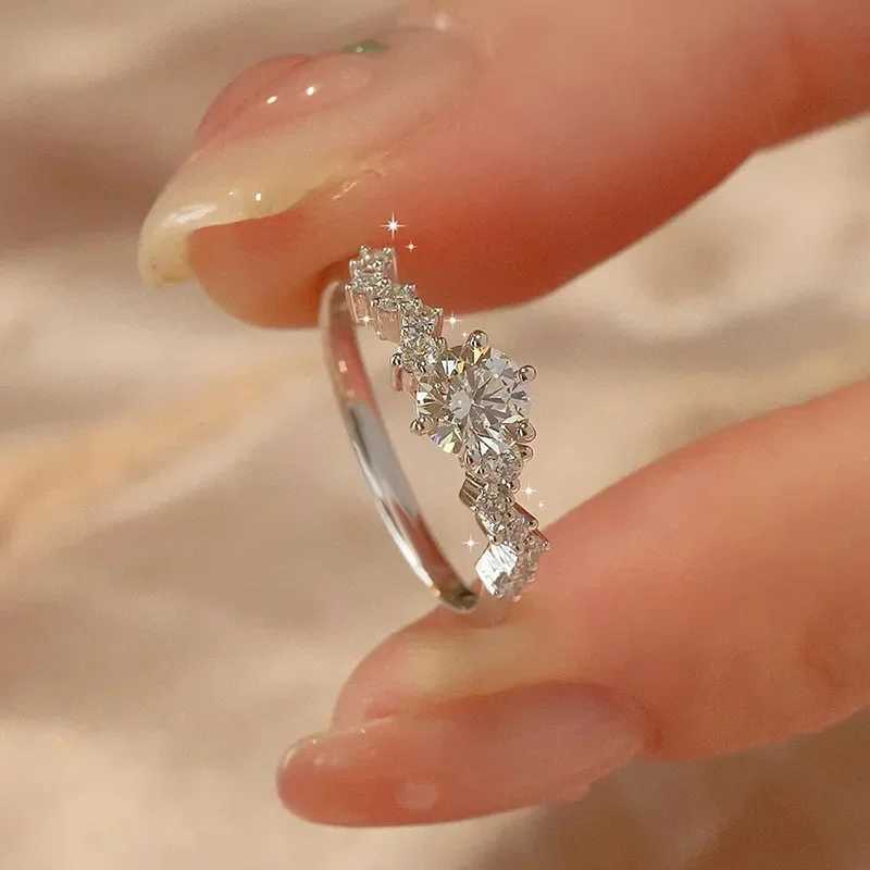 Star Engagement Rings for Women Stainl Steel Ring Certificate Promise Wedding Jewelry Bague Acier Inoxydables FemmeXJ250412