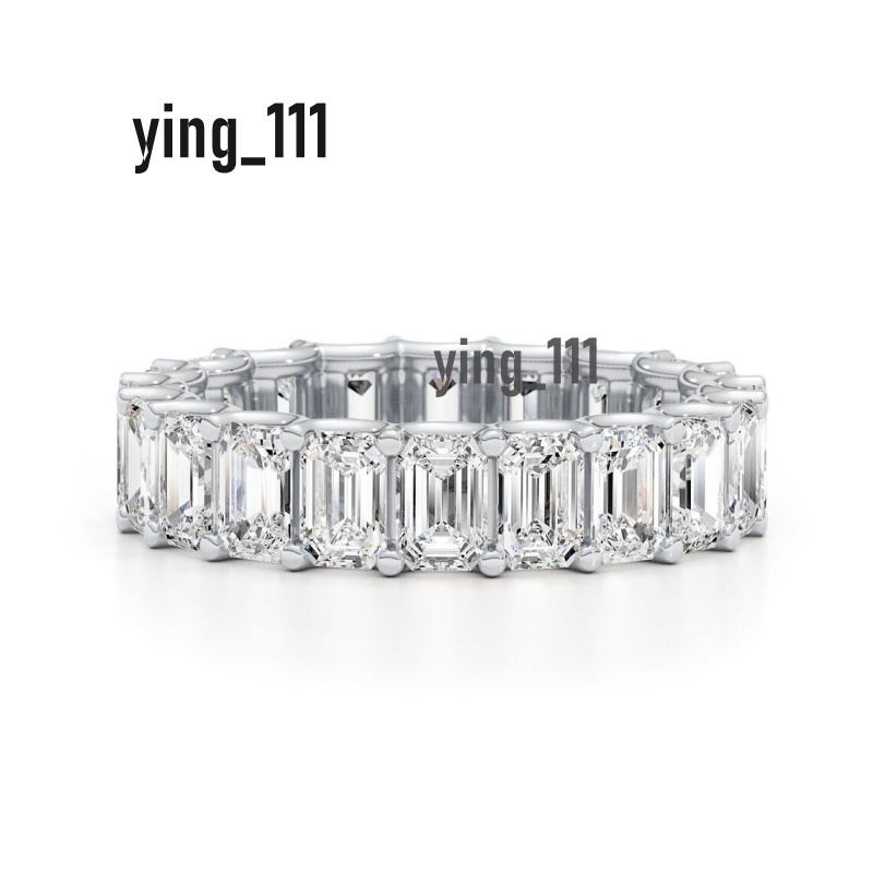 18K White Real Gold 5*3.5MM Emerald Cut Full Prong Set Stackable Ring For Women Lab Grown Diamond VCD Women Gold Engagemet Ring