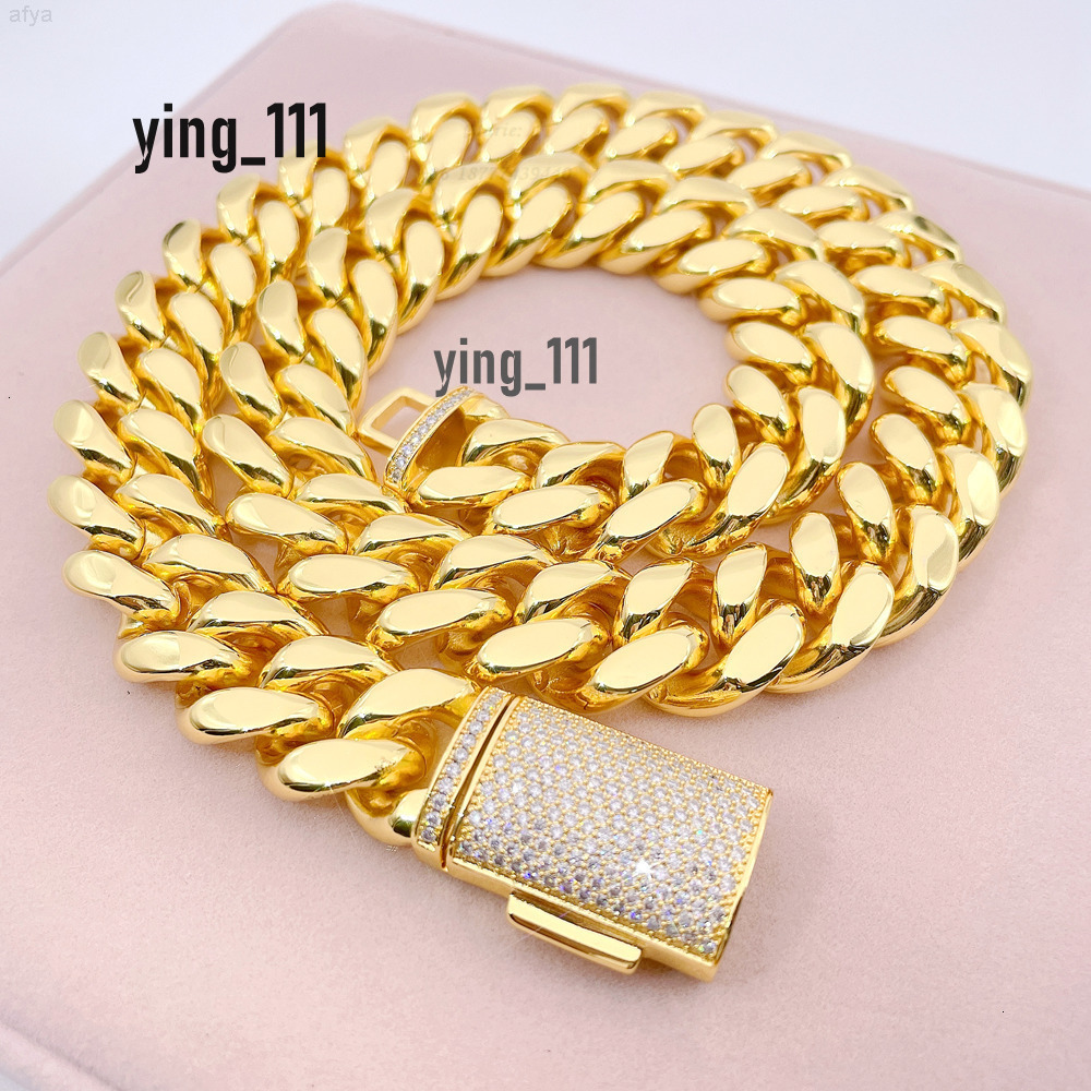 Stainless Steel 14k Pvd Plated for Men 12mm 14mm Cuban Link Chain Necklace Miami Initial