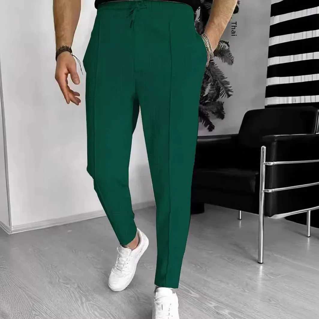 2024 Summer New Mens Walking Inspection Drawstring Sports Leisure Mens Other Materials Casual Pants Drawstring PantsXJ250412