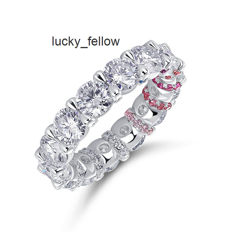 Panyu Jewelry Eternity Design Love Clear Moissanite 925 Silver Ring for Women Fine Jewelry