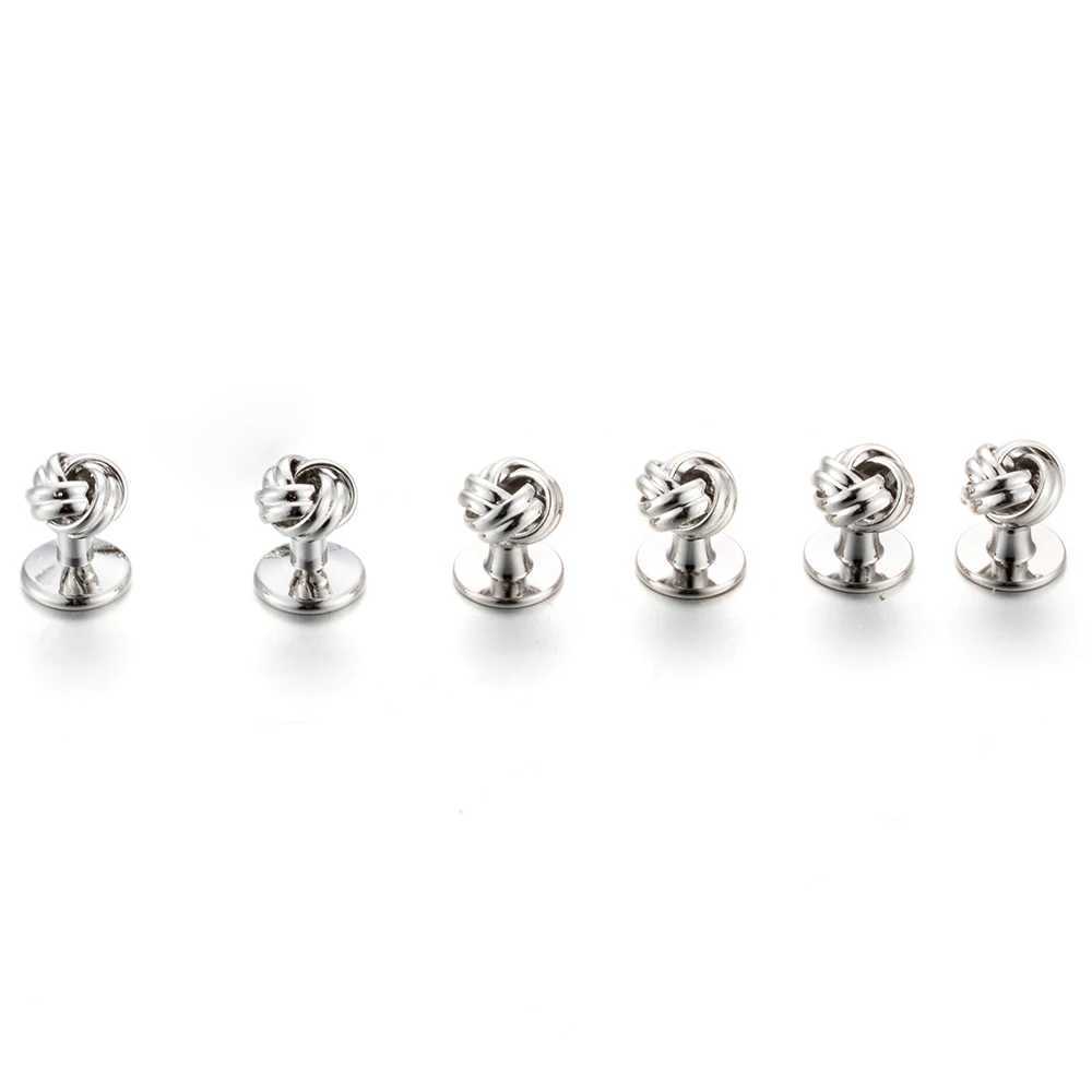 Vajra Cufflinks Stud Set 8-Piece Luxury Gemelos Silver Knot Tail Coat Collar Stud Set Bonito Gemelos 536T250412