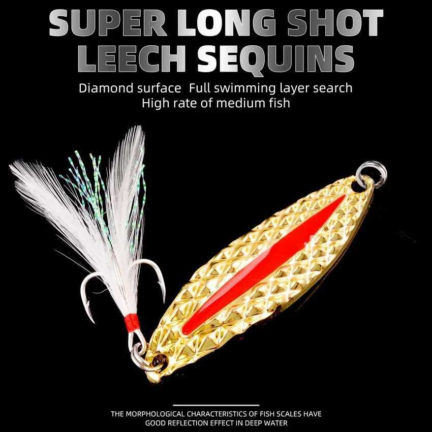 1Pcs 5g 7g 20g Winter Metal Luminous Spinner Spoon Lure Bass Fishing Sequin Wobblers Artificial Bait Feather Treble Hook Tackle Z250411