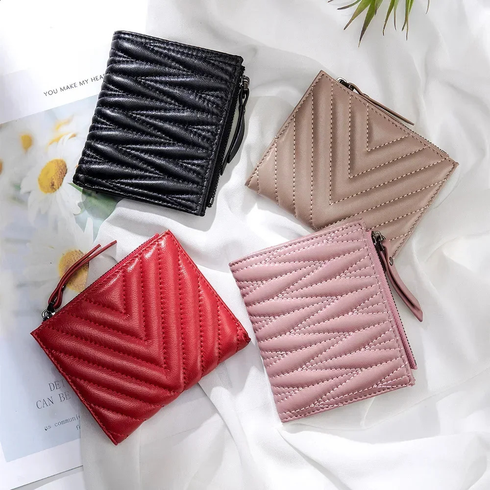 Leather womens wallet zipper small and thin coin wallet womens wallet clip large capacity wallet 250411