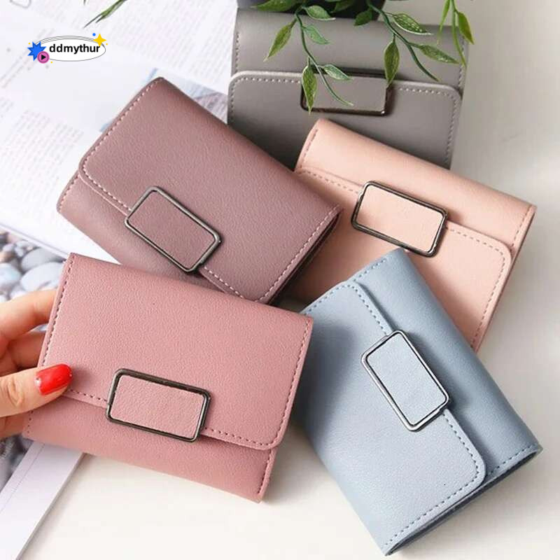 Women Black/blue/pink Short Female Fashion Credit Holder Wallet Case PU Leather Coin Purse 2022 Money Card Bag ddmythur