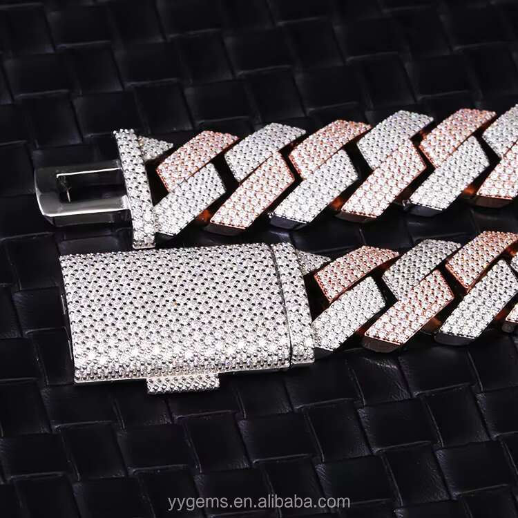 Yy New Arrived 20mm 4 Rows Cuban Link Chian Moissanite Pass Diamond Tester 925 Silver Fine Jewelry Necklaces for Men