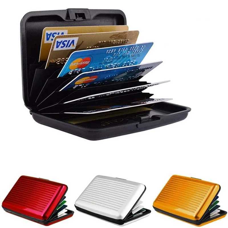 Mens aluminum bank card clip hard shell wallet solid card anti RFID scanning protection card clip Z250411