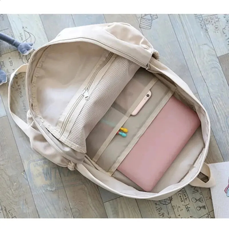 Waterproof Nylon Women Backpack Female Travel Bag Backpacks Schoolbag for Teenage Girls Solid Color Bookbag Mochila Bookbag 250407