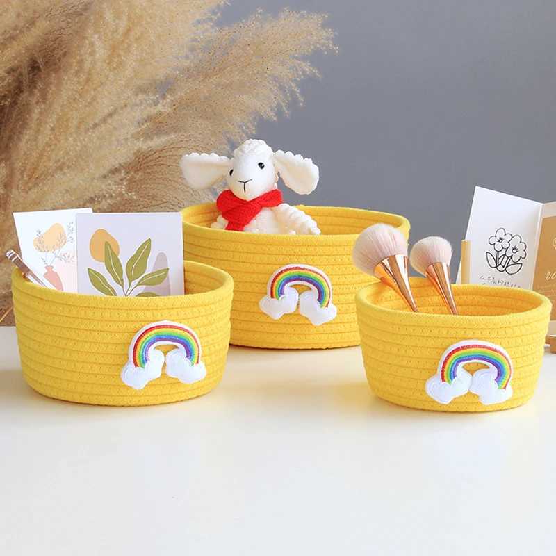 Hand Woven Cartoon s Storage Basket Kids Toys Desktop Organizer Sundries Storage Box Laundry Baskets storage box Y251112