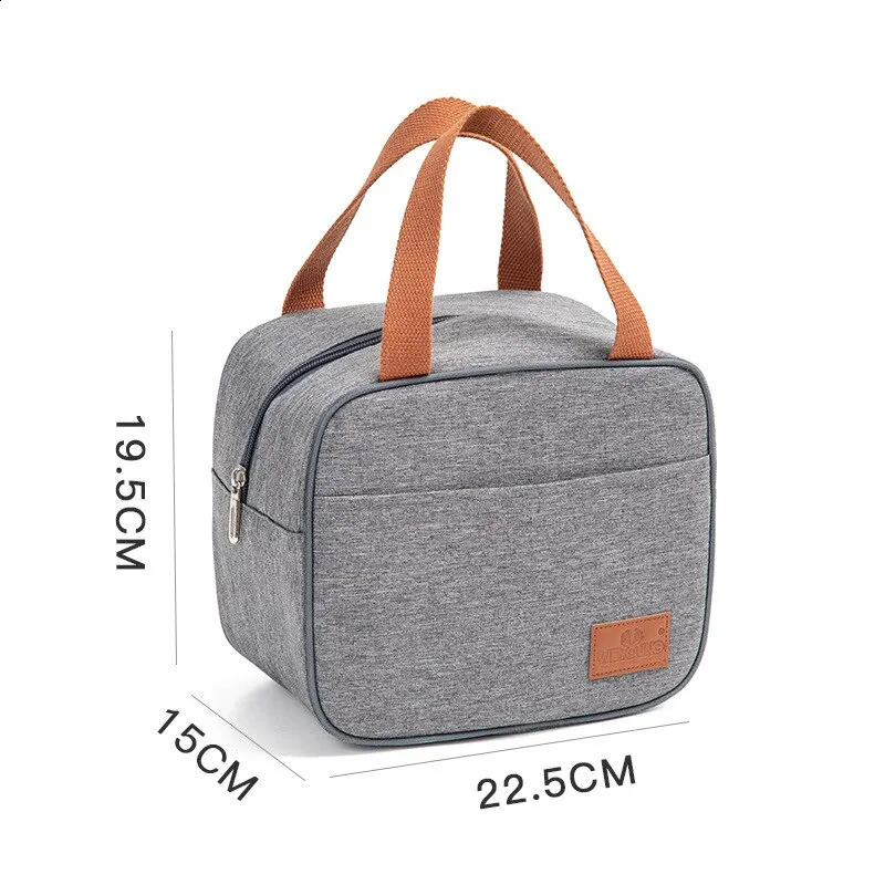 lunch bag gray Oxford cloth aluminum foil insulated shoulder bag waterproof picnic cooler bag 250410