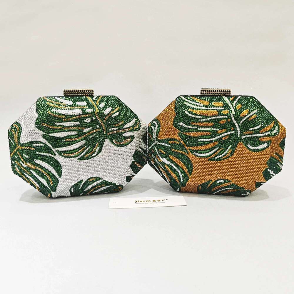 Jxl- Green Leaf Designer Purse For Women, Evening Pink Clutches, Ladies Soiree Feast Bags, Fashion