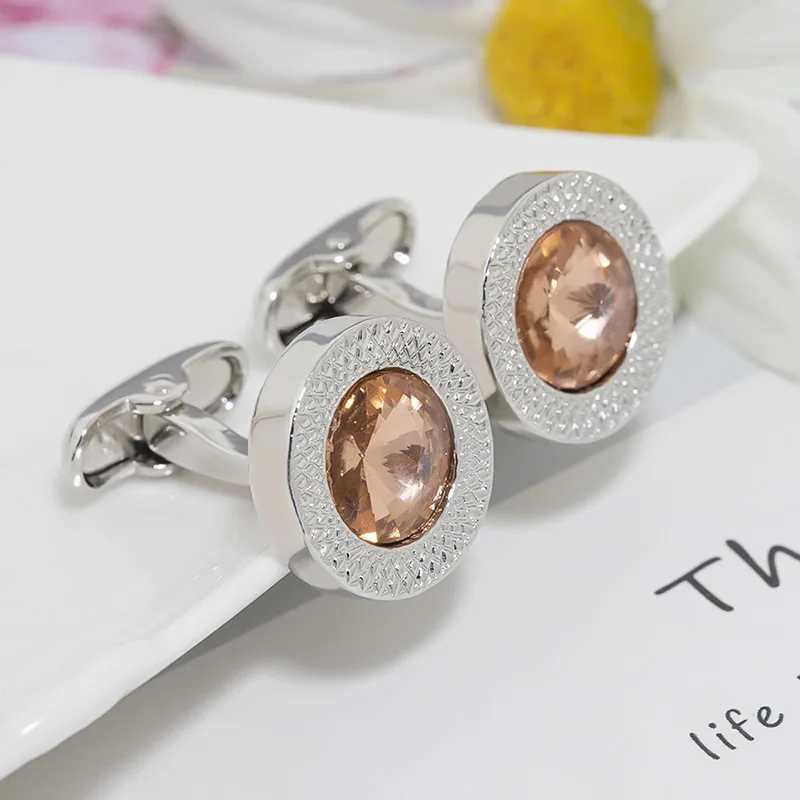 1 pair of exquisite jewelry mens cufflinks enamel crystal round wedding party cufflinks French shirt cufflinks boyfriend giftT250412