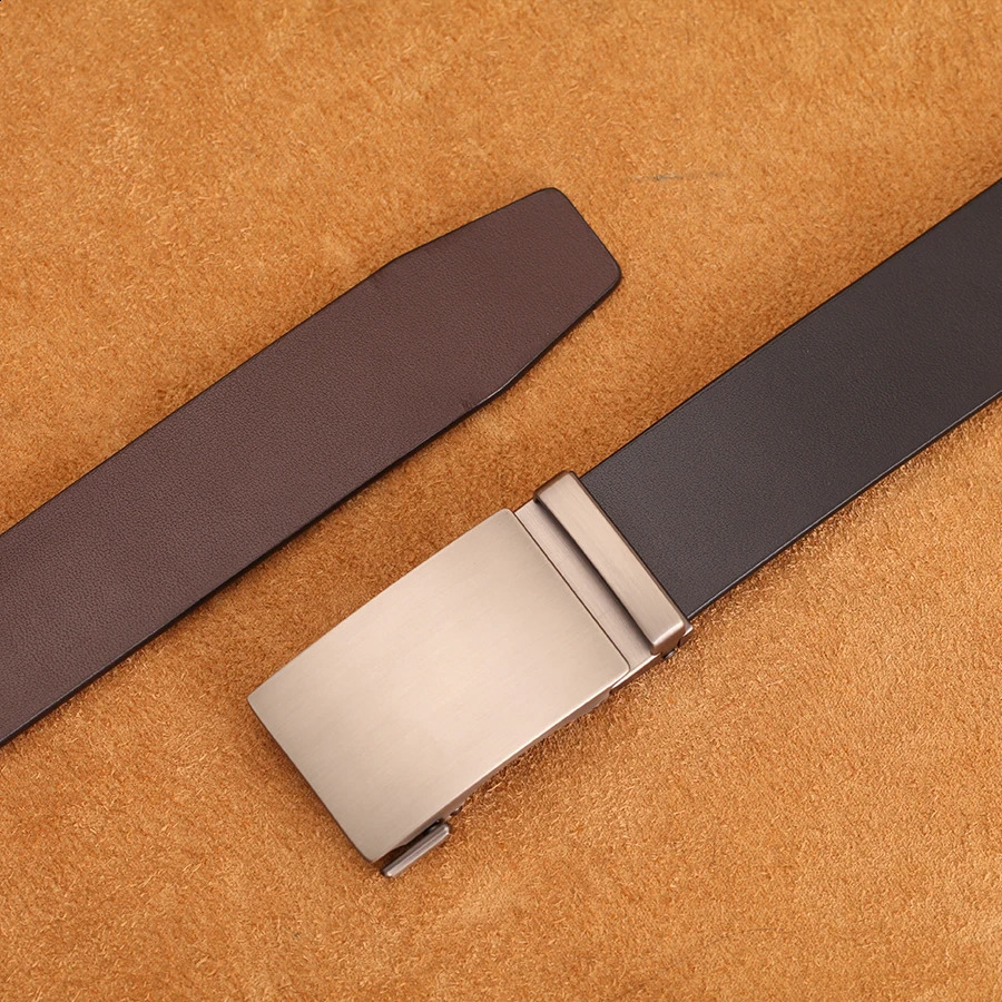 Genuine Cow Leather Automatic Belt For Men Formal Automatic Buckle Belt Genuine Leather Mens business Strap 250403