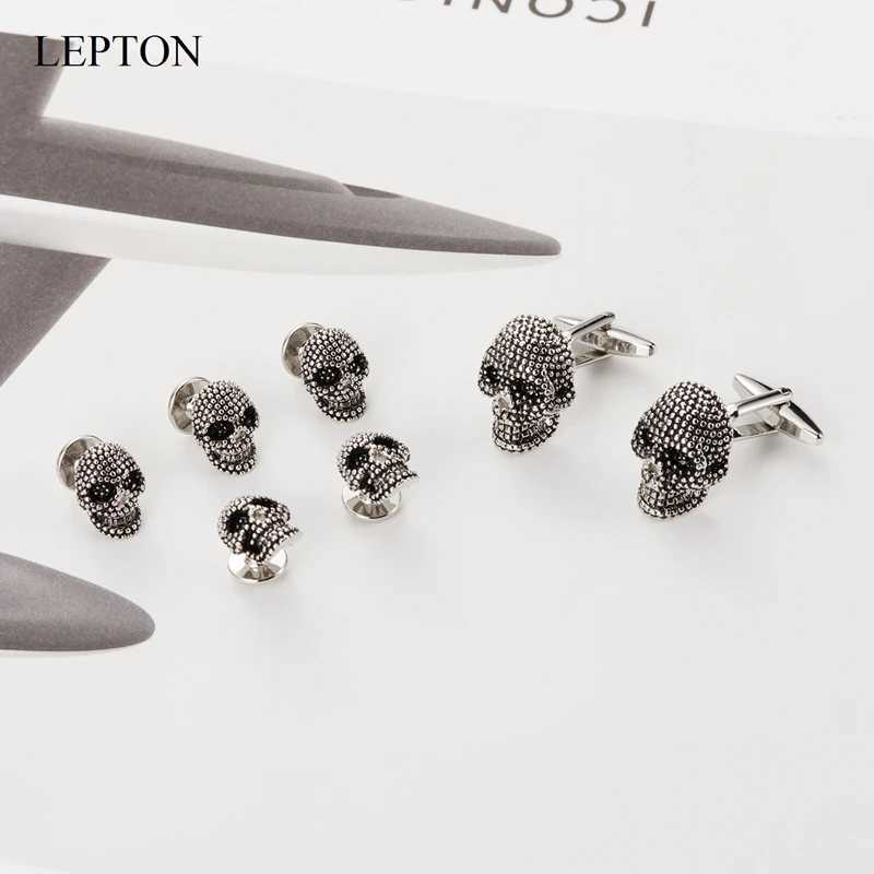 LEPTON skull cufflinks tailcoat stud set mens retro skull cufflinks mens cufflinks mens cufflinks mens gift setT250412