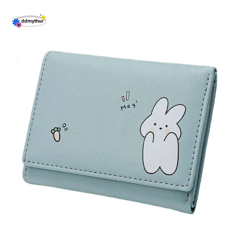 Women Short Cute Small Student Triple Fold Girl ID Bag Card Holder Coin Purse Ladies Wallets Cartoon Bags ddmythur