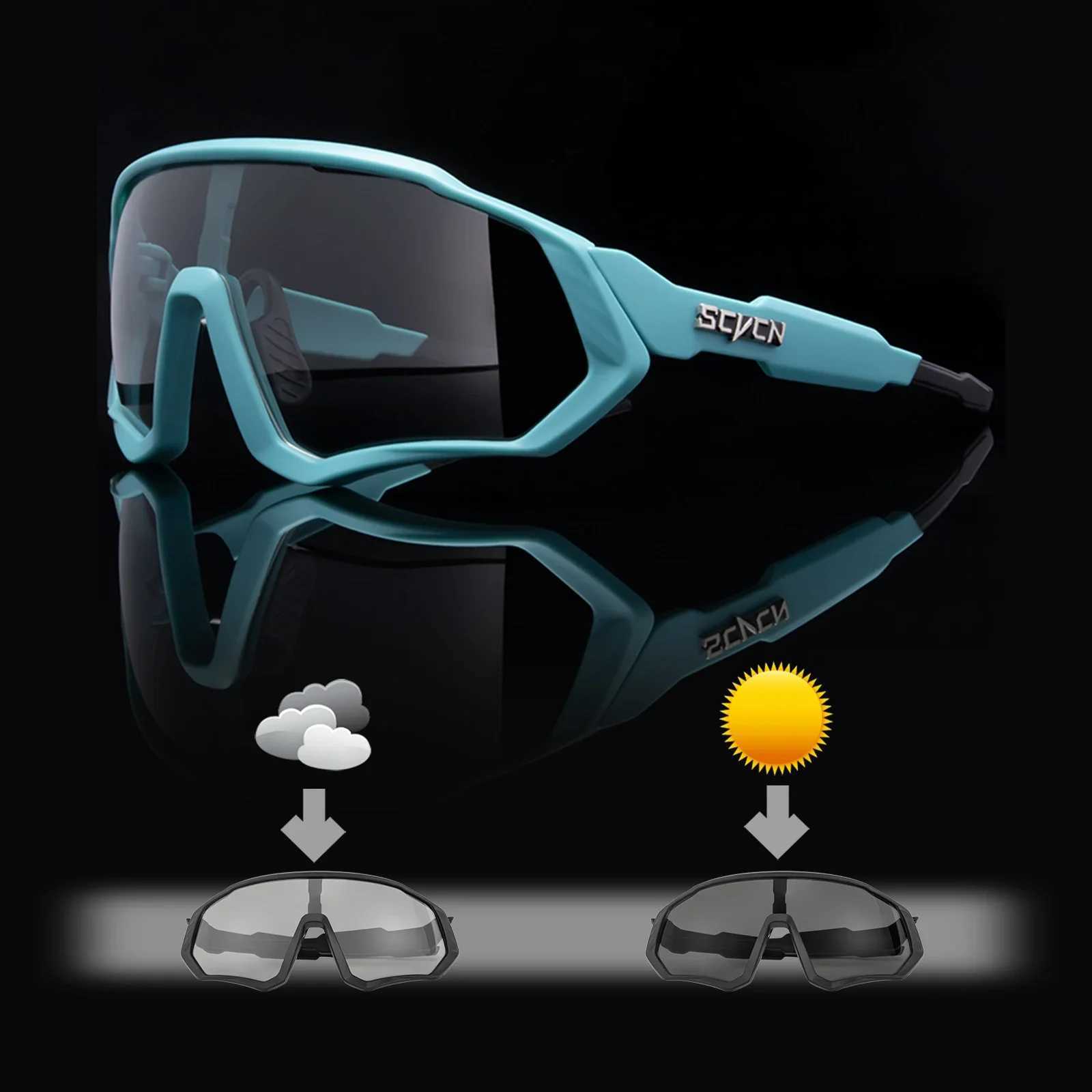 Photochromic Cycling Sunglasses Outdoor Sports Running Drving Glasses Road MTB Bicycle Goggles UV400 Safety Bike EyewearC250411