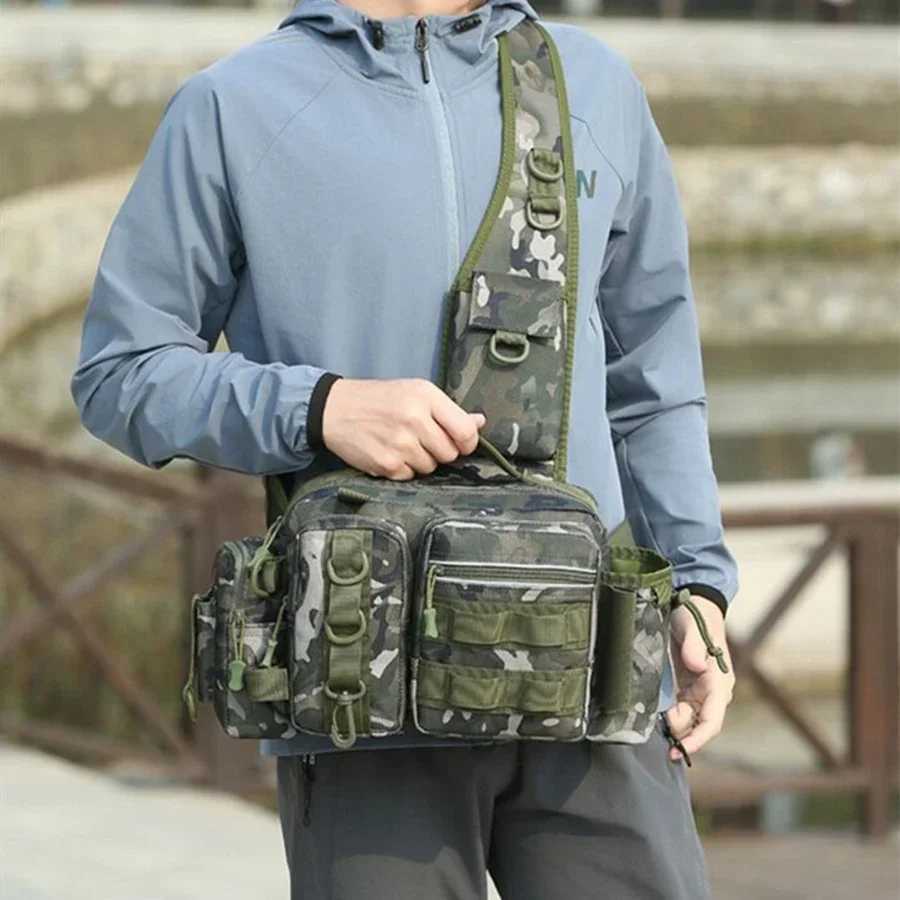 Fishing Tackle Bag Fly Fishing Backpack Chest Sling Portable Shoulder Fanny Waist Pack for Men Fishing Rod Lure Box Camping Bag Z250411