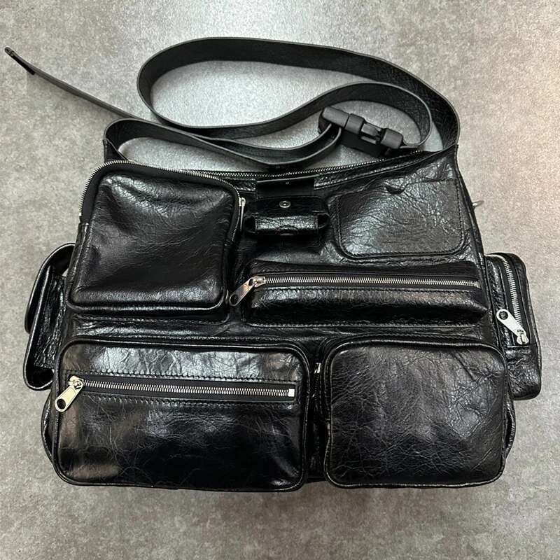 Designer Bag Moto & Biker Square Bags For Women Designer Handbag Purse 2024 New In PU Multiple Pockets Zipper Black Shoulder Crossbody