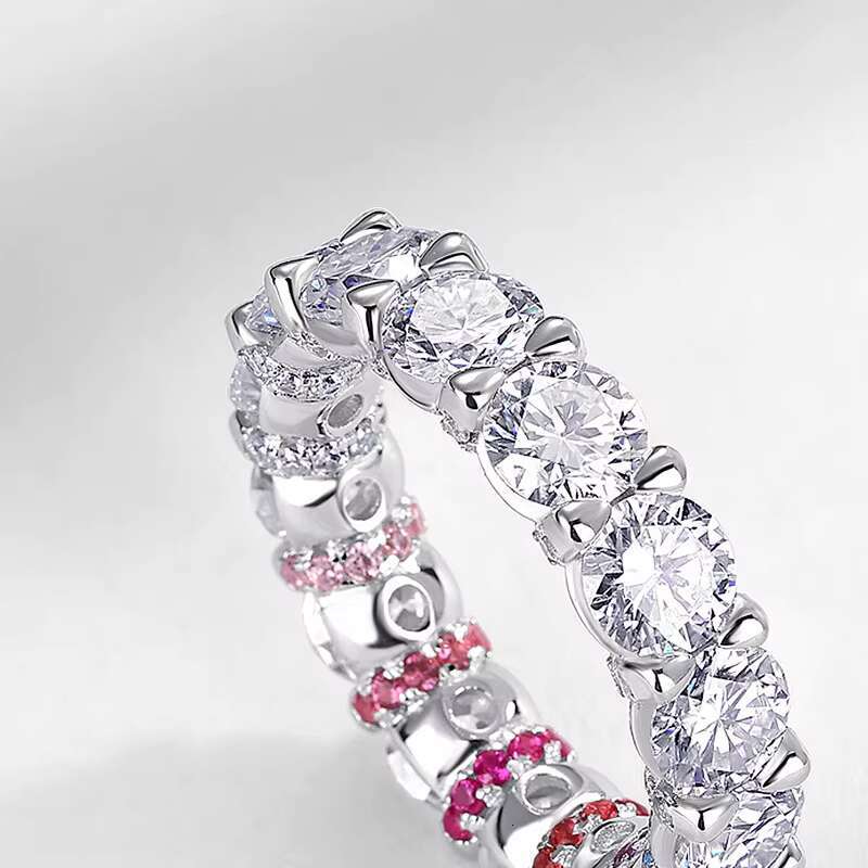 Panyu Jewelry Eternity Design Love Clear Moissanite 925 Silver Ring for Women Fine Jewelry