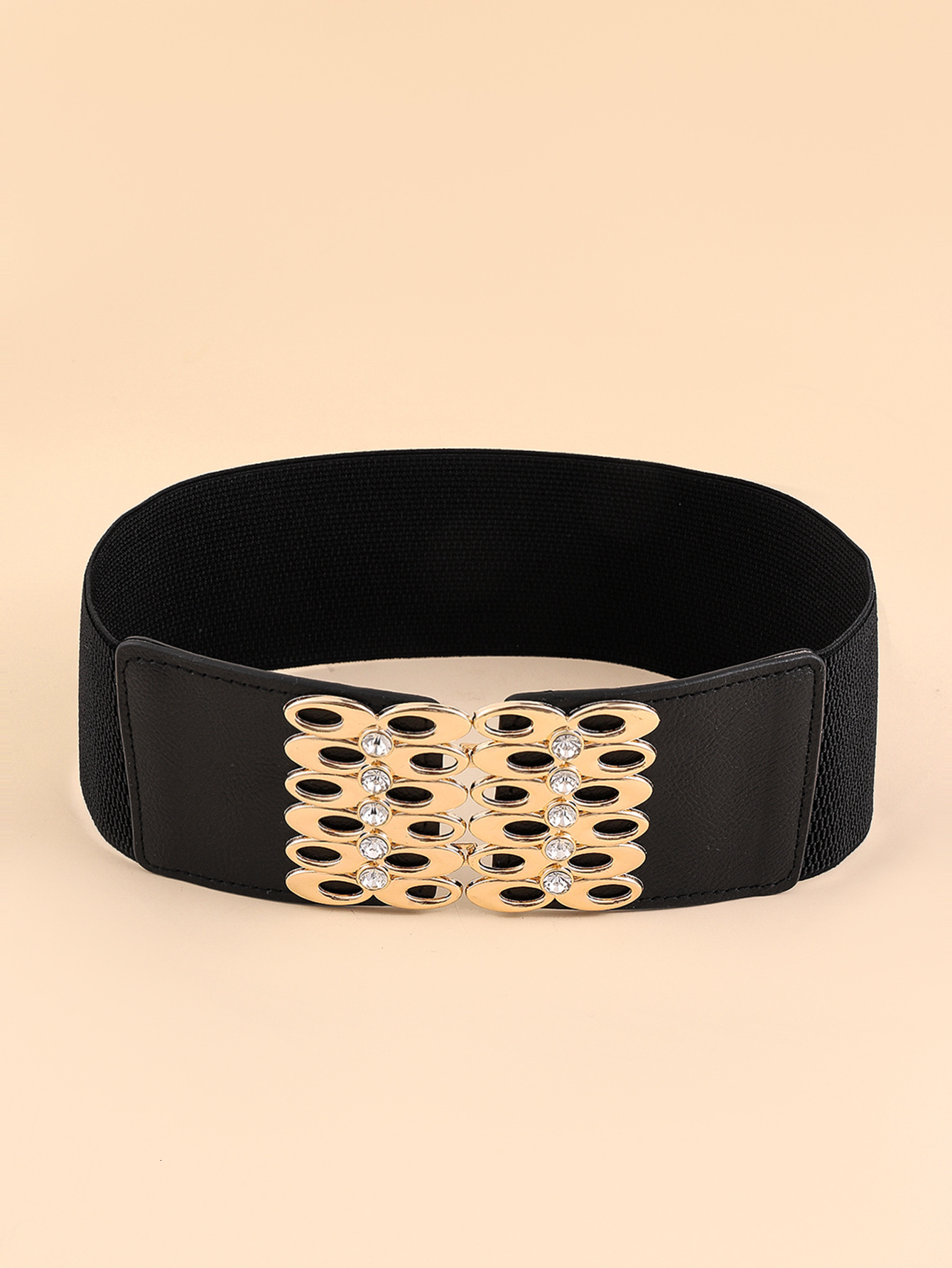 New women's buckle wide with down jacket dress sweater decoration waist elastic waistband Korean version