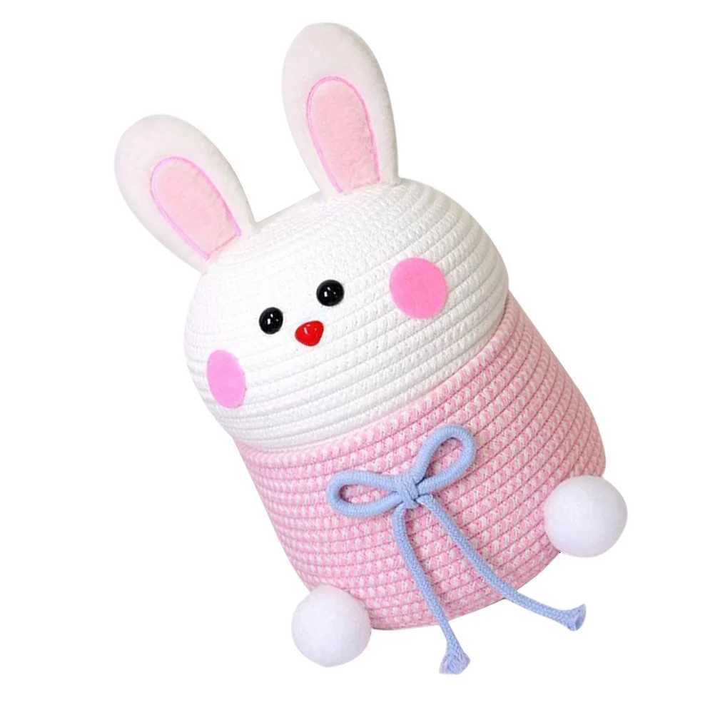 Cotton Rope Woven Storage Basket With Lid Desktop Organizer For Snacks Sundries Decorative Basket Bedro Household Y251112