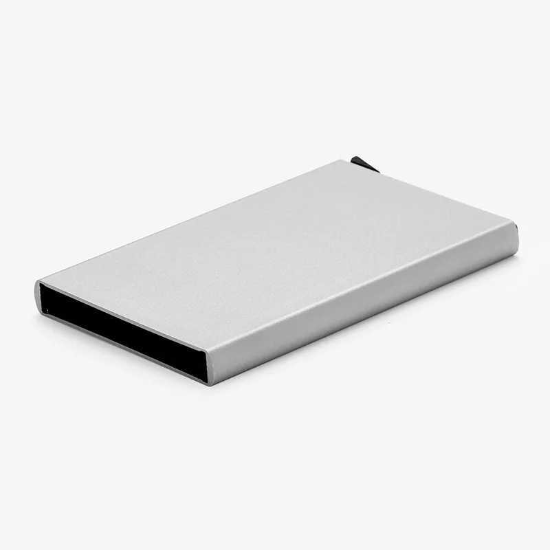 Anti theft ID card holder mini door cardboard box thin aluminum metal wallet pocket box bank womens card box Z250411
