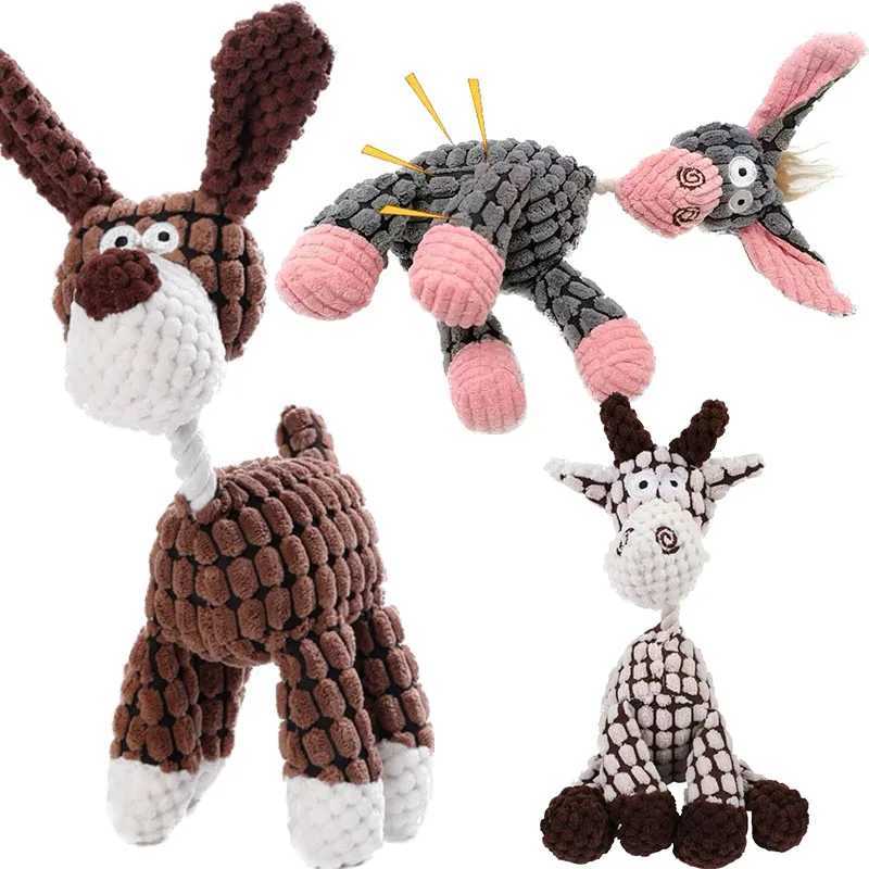 High Quality Plush squeeze dog toy donkey shaped pet toy bite resistant squeeze toy suitable for small and large dogs durable chew plush toy training 