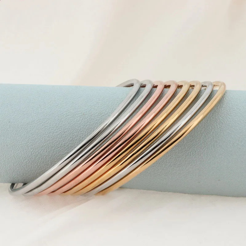 Simple Stainless Steel Bracelet For Women Men Gold Silver Color Geometry Wire Round Bangle Female Trendy Jewelry Wristband Gifts 250403