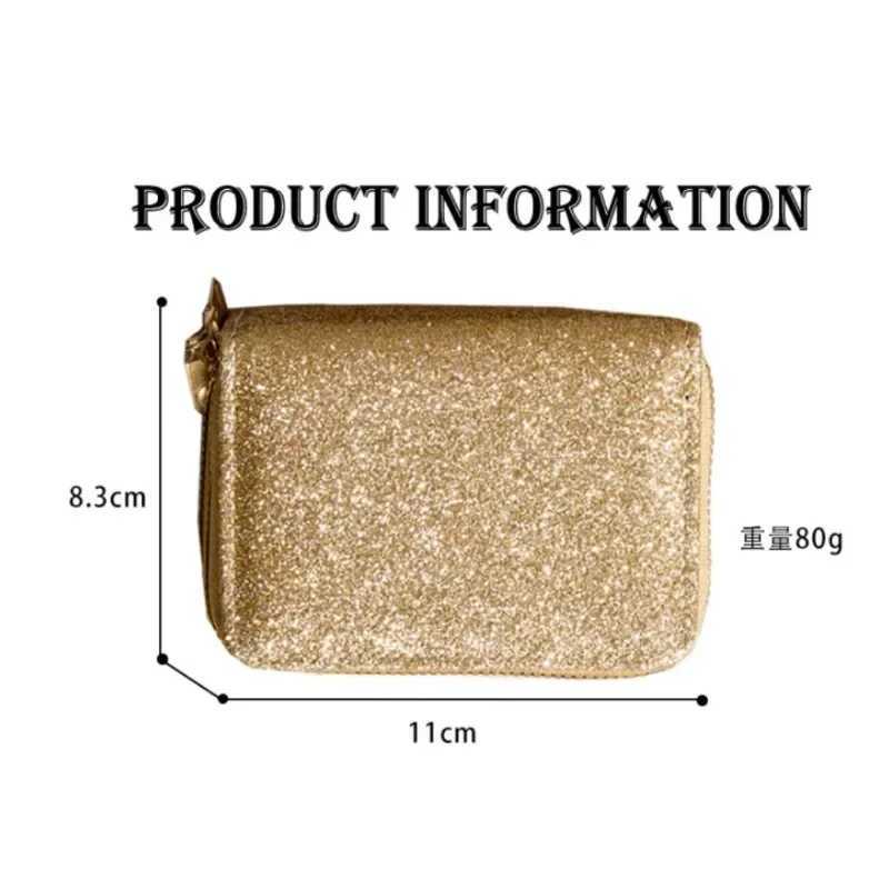 Leather wallet womens sparkling sequin wallet fashionable new money bag coin wallet solid color Cardcard cardholder bag Z250411