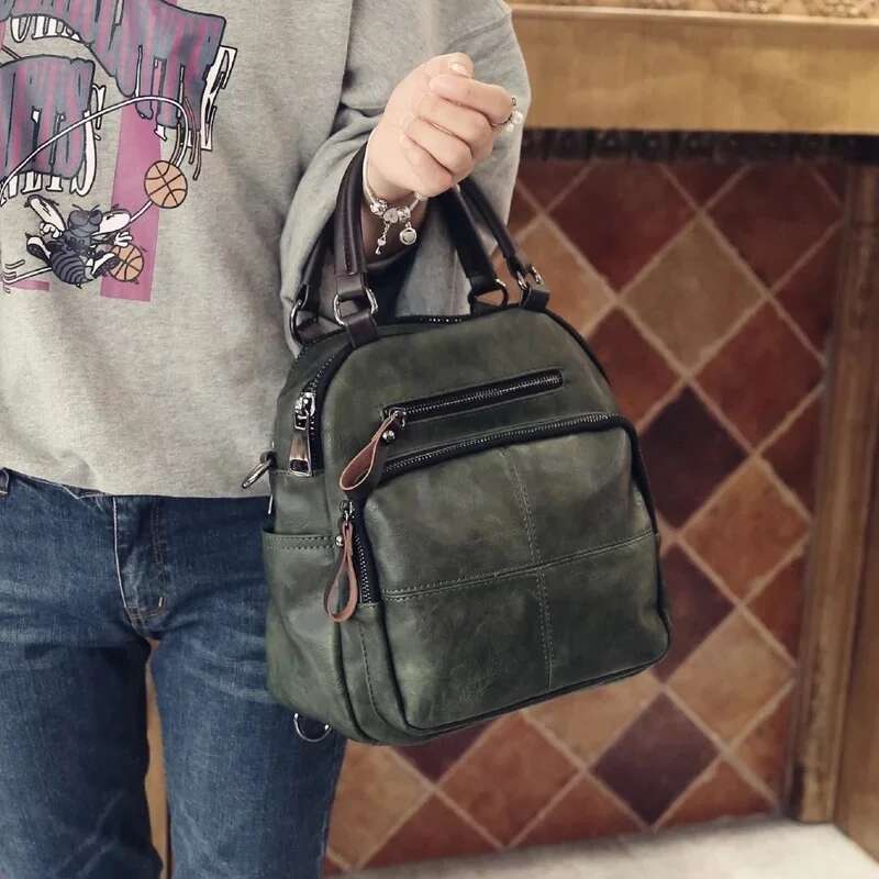 MOTAORA 2025 New Handbag Multifunction Leather Flap Ladies Vintage Casual Backpack For Women Small Shoulder Bag Female