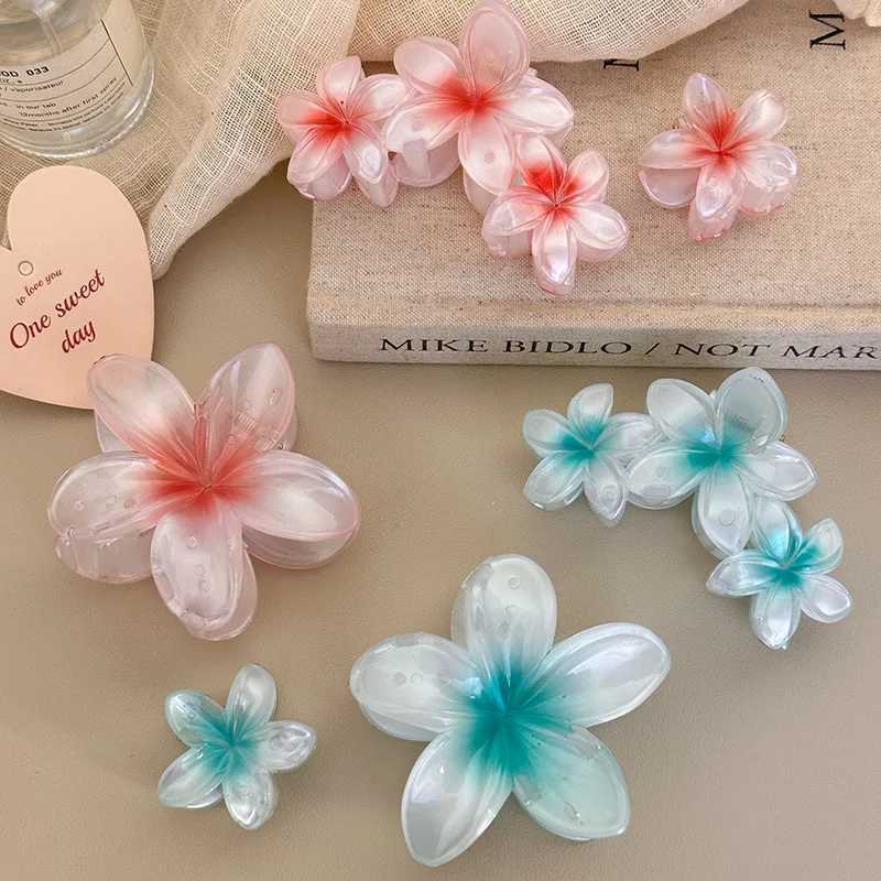 Gradient Frangipani hair clip 1 Plumeria hair clip Ins style ponytail holder bucket Sweet Shark Claw Party hair clip Y2504012