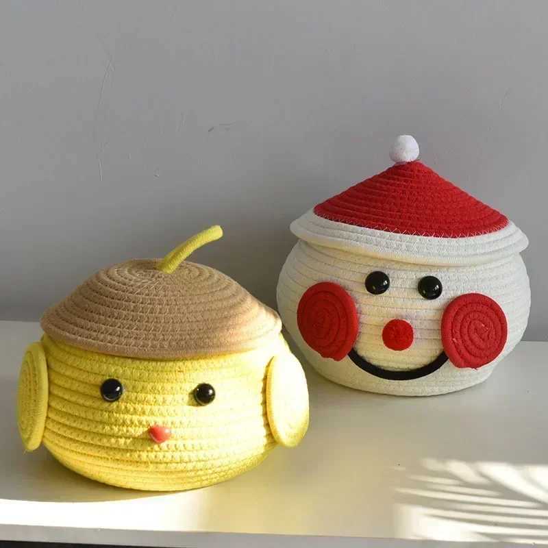 Hand Woven Storage Basket Cotton Rope Cute Basket Snack Toys Organizer Desktop Make Up Storage Box He Decor Y251112
