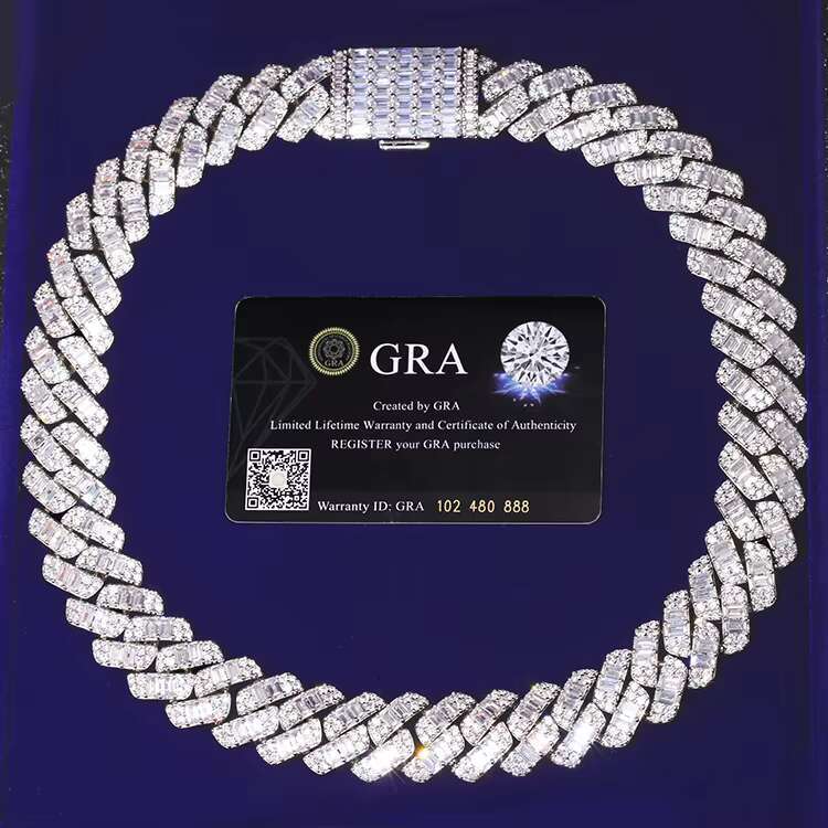 Customization Cuban Chain Sterling Silver VVS Moissanite baguette Heavy Miami Style Chain for Men s Hiphop Life