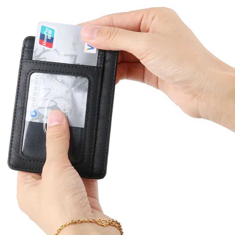 New RFID blocks mens leather wallet ultra-thin card holder business mens portable mini travel wallet Z250411
