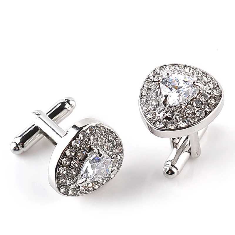 Mens and Womens Luxury Cufflinks Zircon Black Purple White Crystal Fashion Brand Cufflinks Burton High QualityT250412