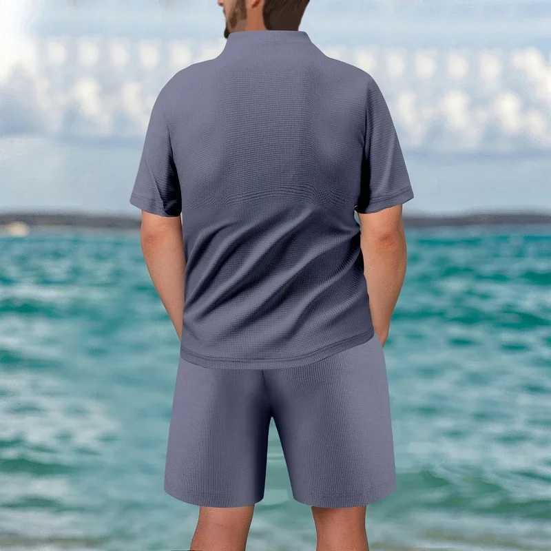 Mens summer ice silk short sleeved T-shirt+quick drying loose shorts paired with running and fitness equipment sportswearXJ250412
