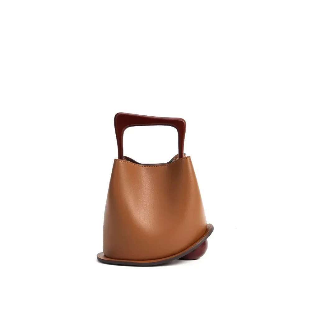 New Cowhide Genuine Leather Minority Korea Handbags Commuter Women Simple All-Match Bucket Large Capacity Advanced Shoulder Bag