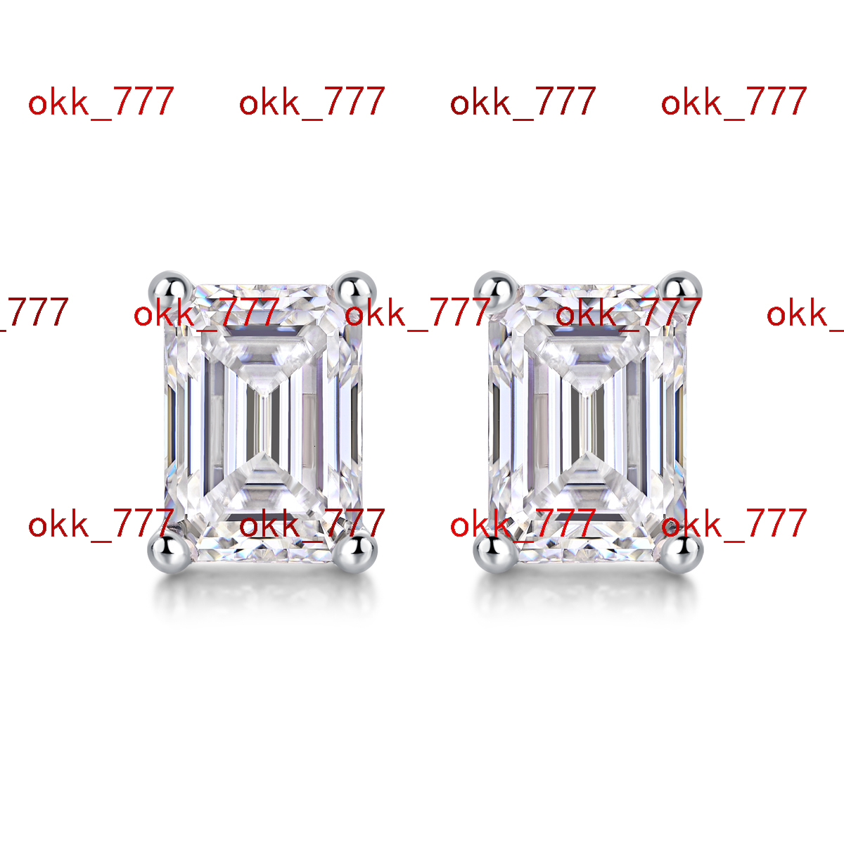 Wholesale Solid 925 Silver Moissanite Earrings 1ct Emerald Cut GRA Certified VVS D Color Earring Moissanite Jewelry Stud Earring