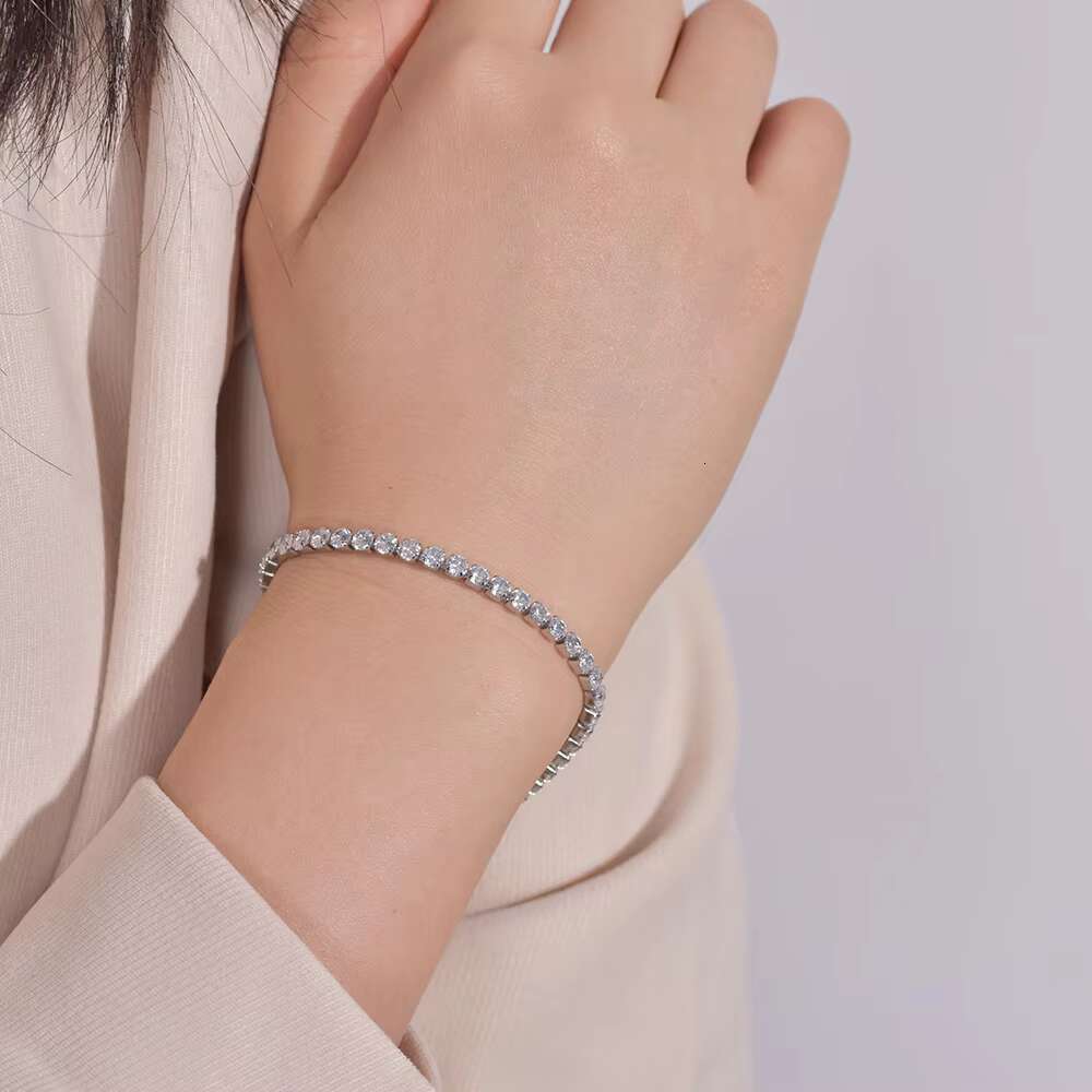 SDA 3 mm Tennis Zircone Bracelet Stainless Steel Black Moissanite Chain Jewelry Set