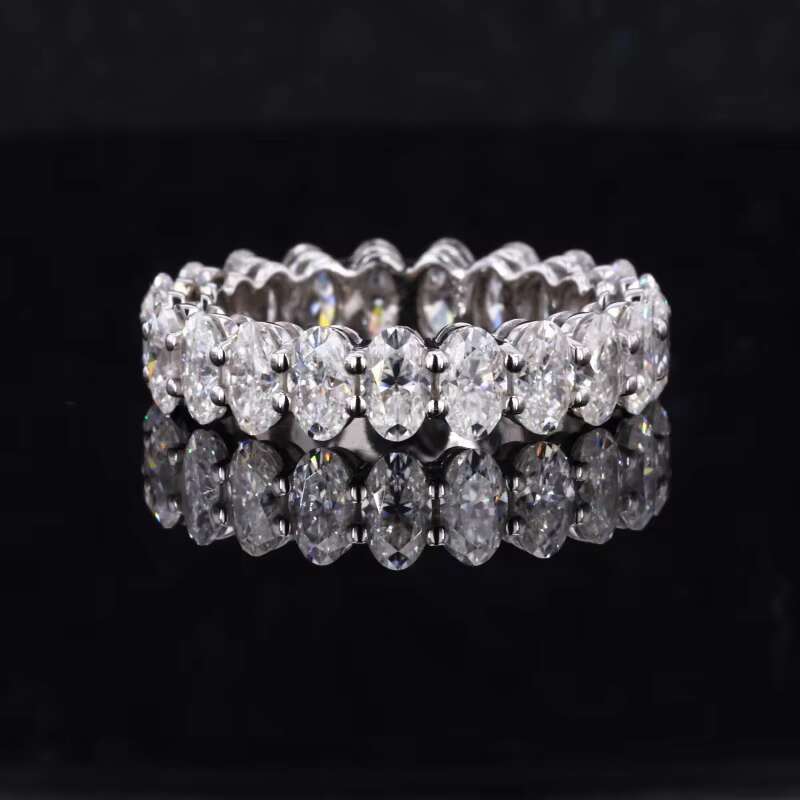 Starsgem Moissanite Y Diamante Anillo comfort Fit Band Rings Stargem Full Eternity Oval Moissanite Eternity Band
