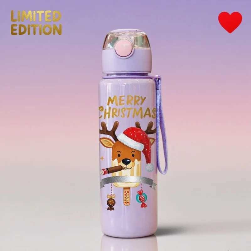 Christmas 3D Printed Christmas Water Bottle with Cute Santa Reindeer Design 700ML Cartoon Cute High Appearance Plastic Water Cup PVC-Free Y251112